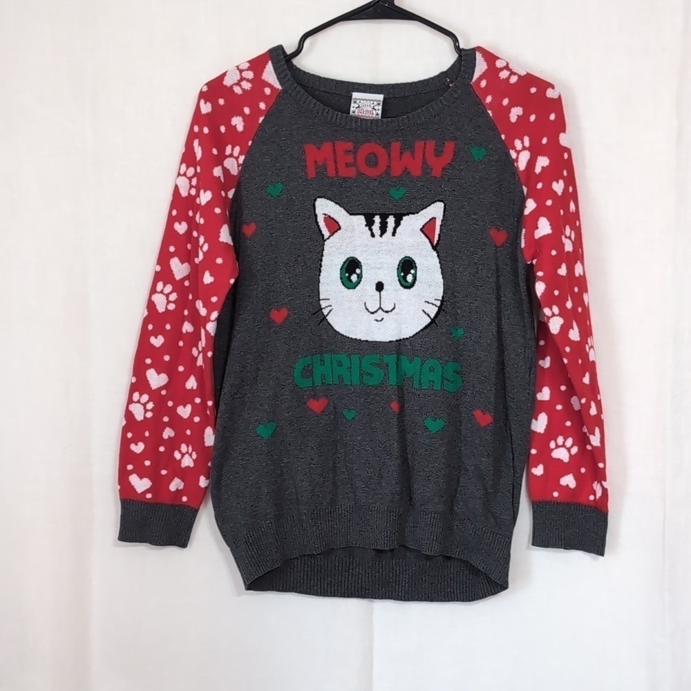 Well Worn Meowy Christmas Holiday Sweater Cat Size Girl's Extra Large